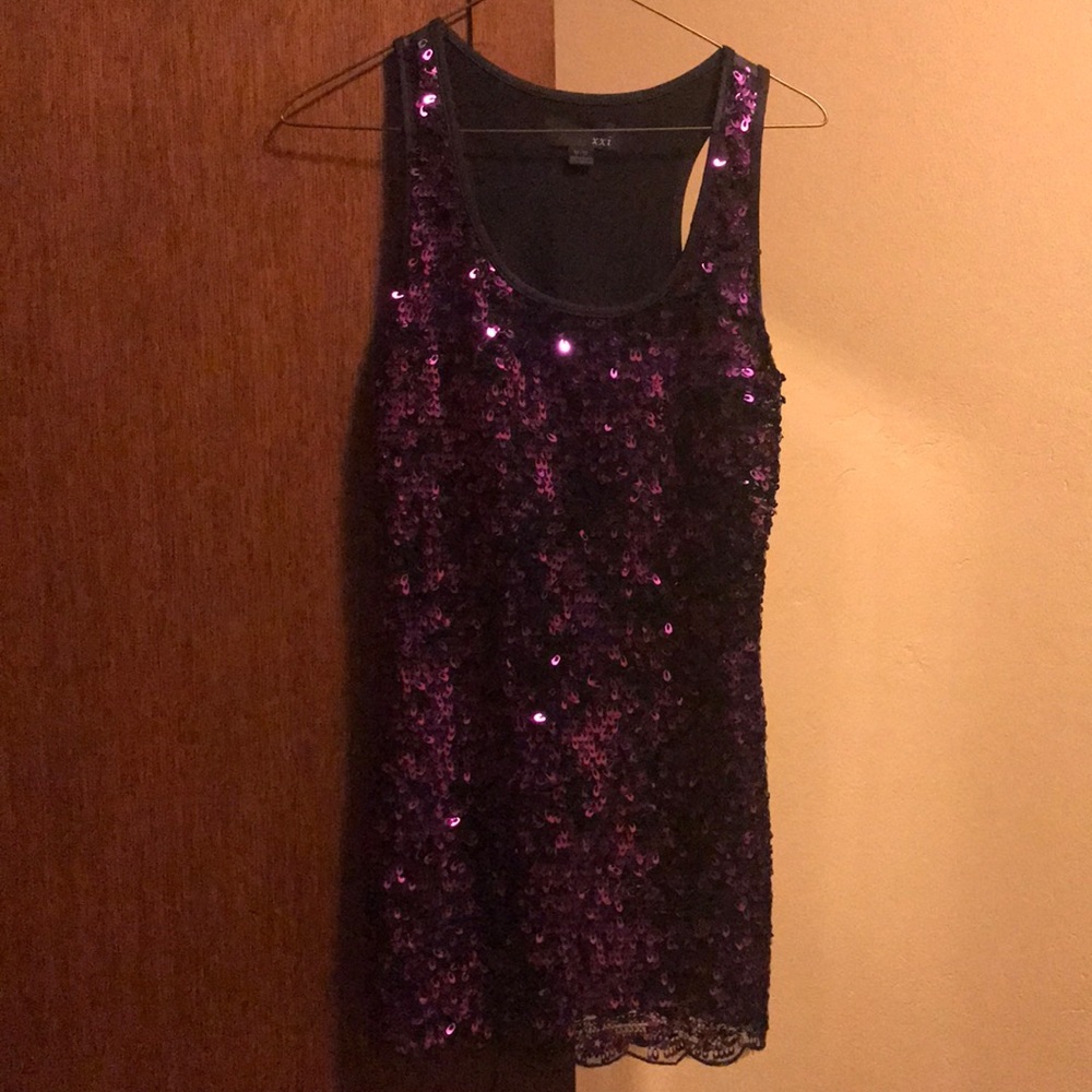 Purple and black sequence short dress